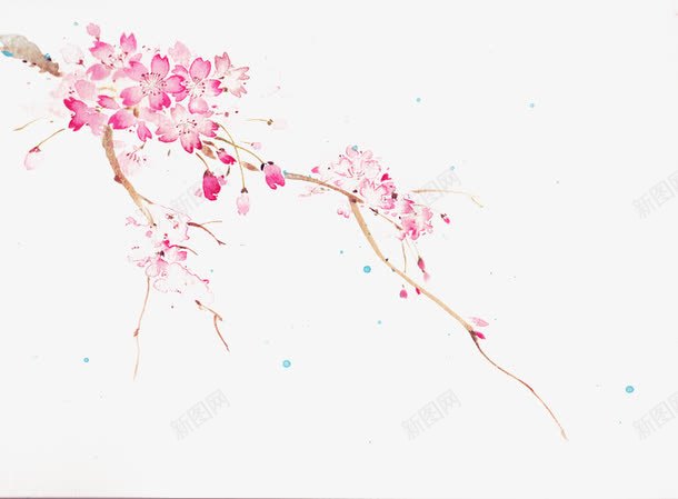 粉色樱花png免抠素材_新图网 https://ixintu.com 卡通手绘 树枝 粉色樱花 装饰