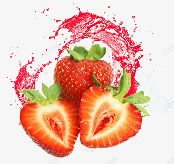 夏季水果水纹草莓png免抠素材_新图网 https://ixintu.com 切开草莓 夏季水果 新鲜 草莓 草莓剖面