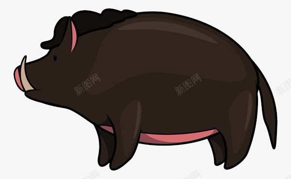 卡通黑毛猪png免抠素材_新图网 https://ixintu.com 动物 可爱的猪 家畜 猪 野猪 黑毛猪 黑色的猪