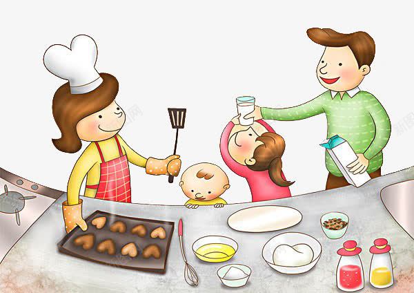 全家一起做饭png免抠素材_新图网 https://ixintu.com 一起 做饭 全家 喝牛奶 帮忙做饭的小男孩