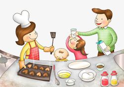 帮忙做饭的小男孩全家一起做饭高清图片
