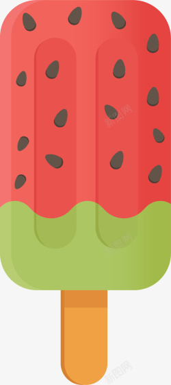 西瓜冰条红色卡通西瓜冰棍高清图片