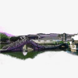 中国风江南山水烟雨桥装饰素材