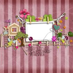草莓树组合卡通田园木屋相框高清图片
