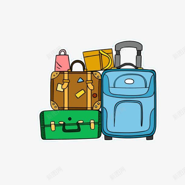 堆积的卡通行李箱png免抠素材_新图网 https://ixintu.com 卡通 堆积 多个 旅行 箱包 行李