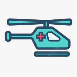 飞机救援绿色手绘直升飞机元素图标高清图片