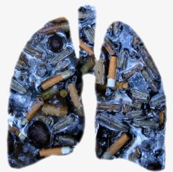 抽烟的烟创意肺与烟头高清图片