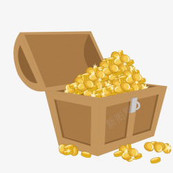 金色的宝箱卡通装满金币的宝箱矢量图高清图片