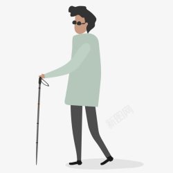 行走的美女卡通城市人物行走的盲人高清图片