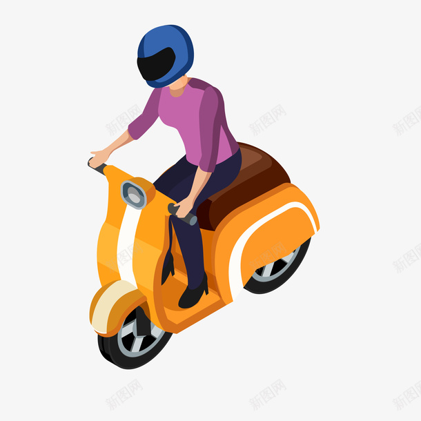 女士骑车装饰矢量图ai免抠素材_新图网 https://ixintu.com 光泽 卡通 头盔 投影 电动车 电瓶车插画 矢量图 立体 纹理 纹路 装饰 质感 阴影 骑车