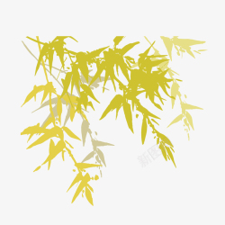 高档风格几根水彩风格的金色竹子带一大把矢量图高清图片