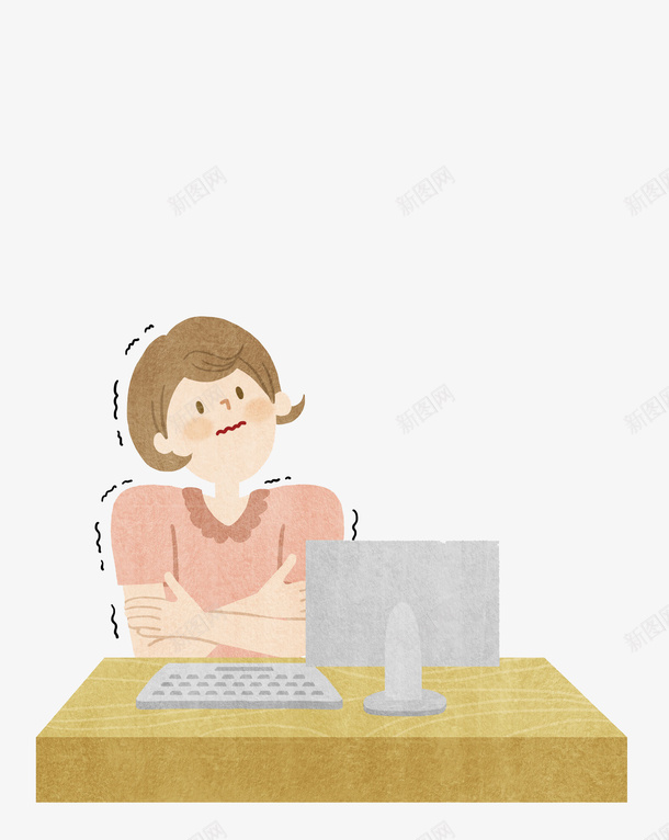 一个女孩坐在桌子前发抖png免抠素材_新图网 https://ixintu.com 卡通 发抖 坐着 坐着的小朋友 女孩 手绘 桌子 电脑 短发