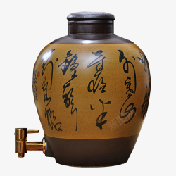 陶瓷酒瓶书法字体泡酒瓶高清图片