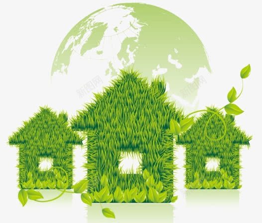 住宅png免抠素材_新图网 https://ixintu.com 地球 环保 生态 绿叶 绿色 草皮房子