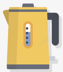 家用水壶黄色有刻度烧水壶矢量图高清图片
