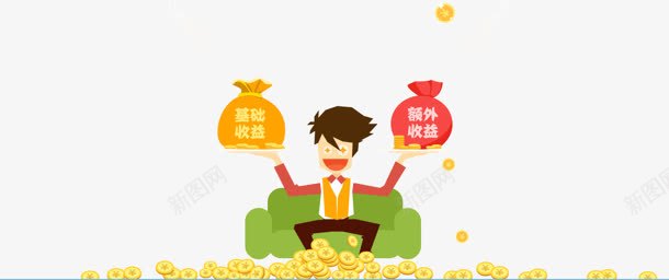 金币收益卡通人物png免抠素材_新图网 https://ixintu.com 人物 卡通 收益 金币