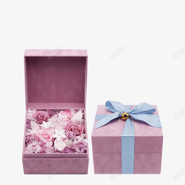 粉色可爱的鲜花盒png免抠素材_新图网 https://ixintu.com 小礼物 小礼物盒 玫瑰花 礼品 礼物 礼盒 粉色盒子 花