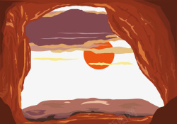 岩石洞穴太阳石洞矢量图高清图片