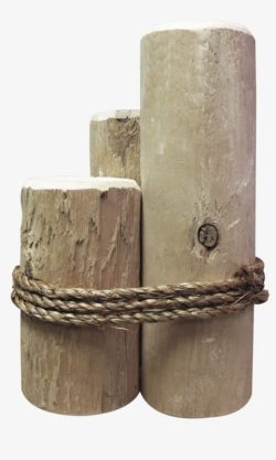 树桩木桩绳子素材