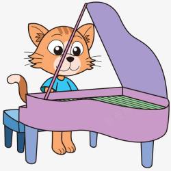 小猫弹钢琴素材
