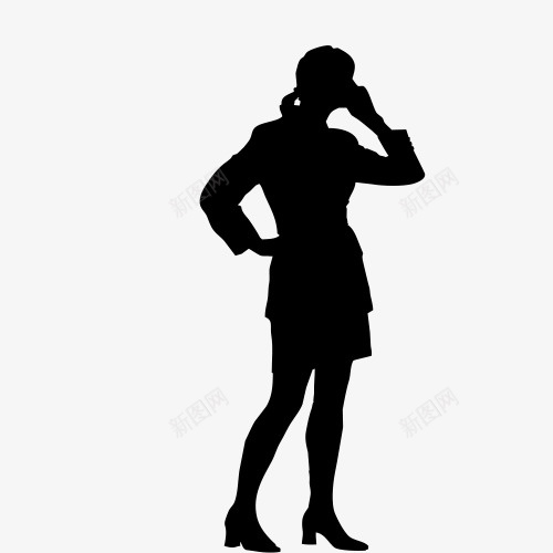女人剪影图标png_新图网 https://ixintu.com 一个 剪影 卡通 女人 手绘 打电话 打电话剪影 高跟鞋 黑色