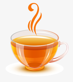 沏茶素材橘色清茶手绘图案高清图片