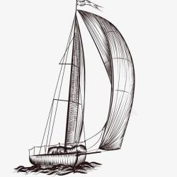 海上交通工具手绘帆船高清图片