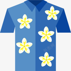 夏威夷衬衫蓝色扁平风格卡通花衬衫高清图片
