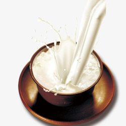 光滑牛奶木杯中溅起的奶花高清图片