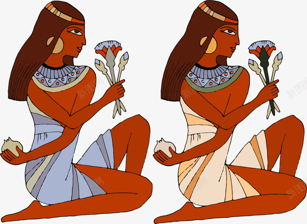 卡通人物古埃及人矢量图