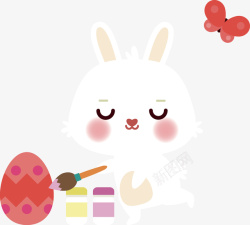风车画卡通复活节小兔子画彩蛋表情高清图片