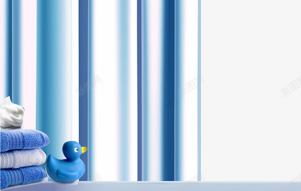 蓝色背景psd免抠素材_新图网 https://ixintu.com 毛巾 玩具 窗帘 蓝色背景素材 鸭子