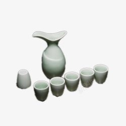 中式分格线陶瓷酒具套装高清图片