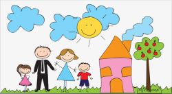 幸福家庭手绘手绘卡通幸福家庭高清图片