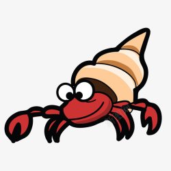 螃蟹鱼类Q版卡片红色寄居蟹鱼类超萌卡通手绘Q版高清图片