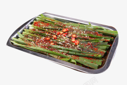 健康烧烤卫生的素食烤韭菜高清图片