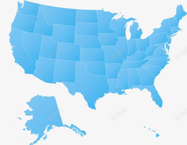 蓝色美国地图png免抠素材_新图网 https://ixintu.com 北美地图 板块 自然地理学 蓝色色块