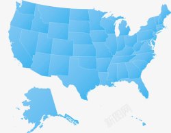 蓝色美国地图素材