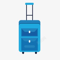扁平化行李箱蓝色行李箱矢量图高清图片