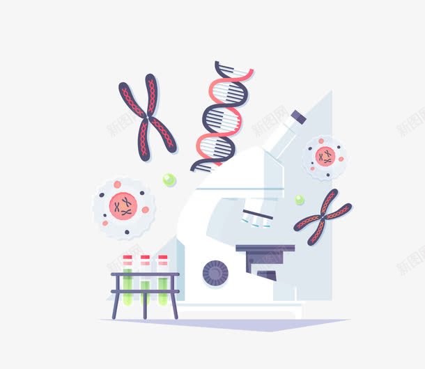 显微镜png免抠素材_新图网 https://ixintu.com DNA 分子式结构 矢量显微镜