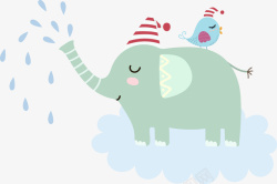 Q版绿色恐龙手绘可爱的大象图高清图片
