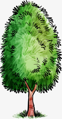 林木手绘水彩绿色树林木元素矢量图高清图片