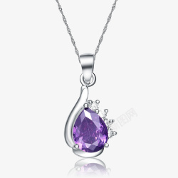 彩色石头项链紫色水晶石项链高清图片