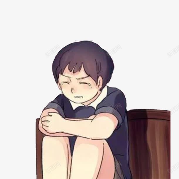 角落的少年png免抠素材_新图网 https://ixintu.com 卡通 哭泣的小孩 孩子哭 小男孩