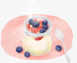 下午茶零食酸奶手绘零食插画高清图片