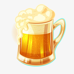 免抠啤酒插画圆形光泽啤酒杯卡通插画高清图片