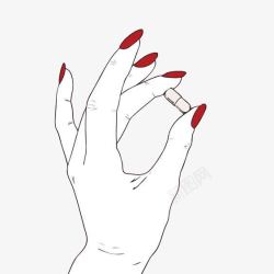 坏女人红指甲的手拿着药丸高清图片