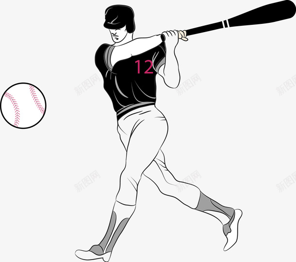 手绘打棒球的男人png免抠素材_新图网 https://ixintu.com 帅气姿势 手绘棒球棒 手绘男人 打棒球 拿着球棒 挥动球棒 白色棒球 飞行的棒球