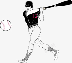 在打棒球的男人手绘打棒球的男人高清图片