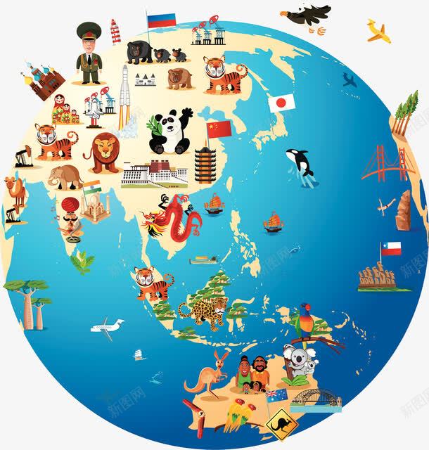 世界各地旅游插画png免抠素材_新图网 https://ixintu.com 世界名胜 亚洲 地球 插画 澳大利亚地图